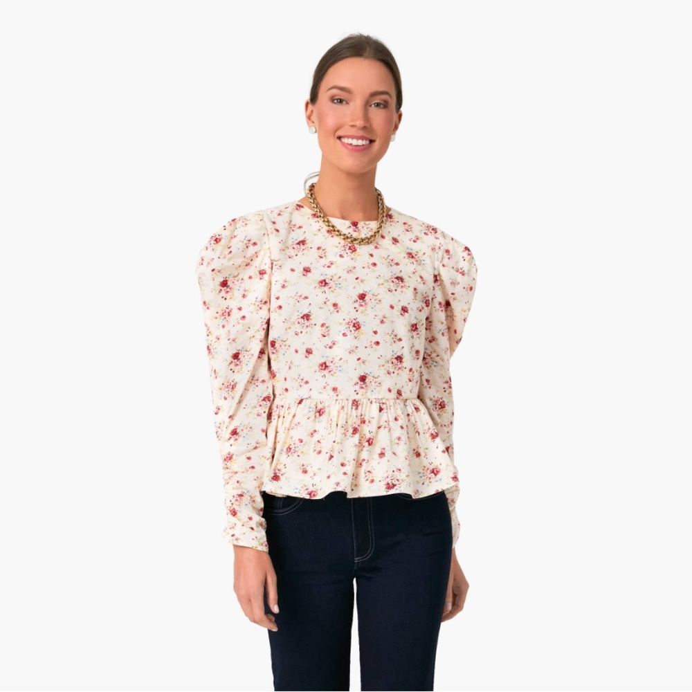 Tuckernuck Floral Cream Blouse